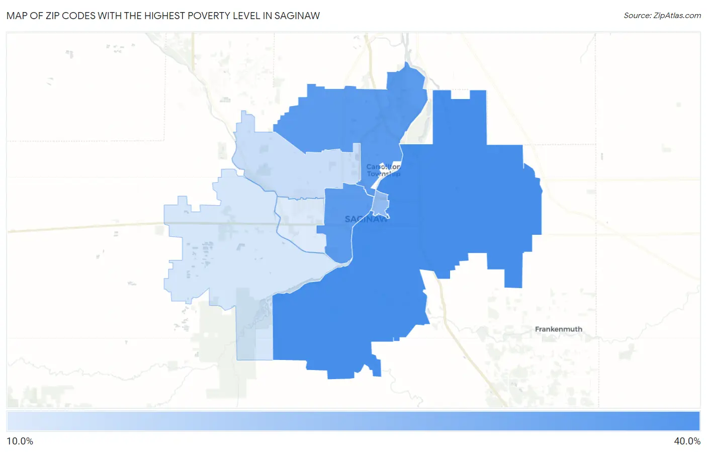 Zip Codes with the Highest Poverty Level in Saginaw Map