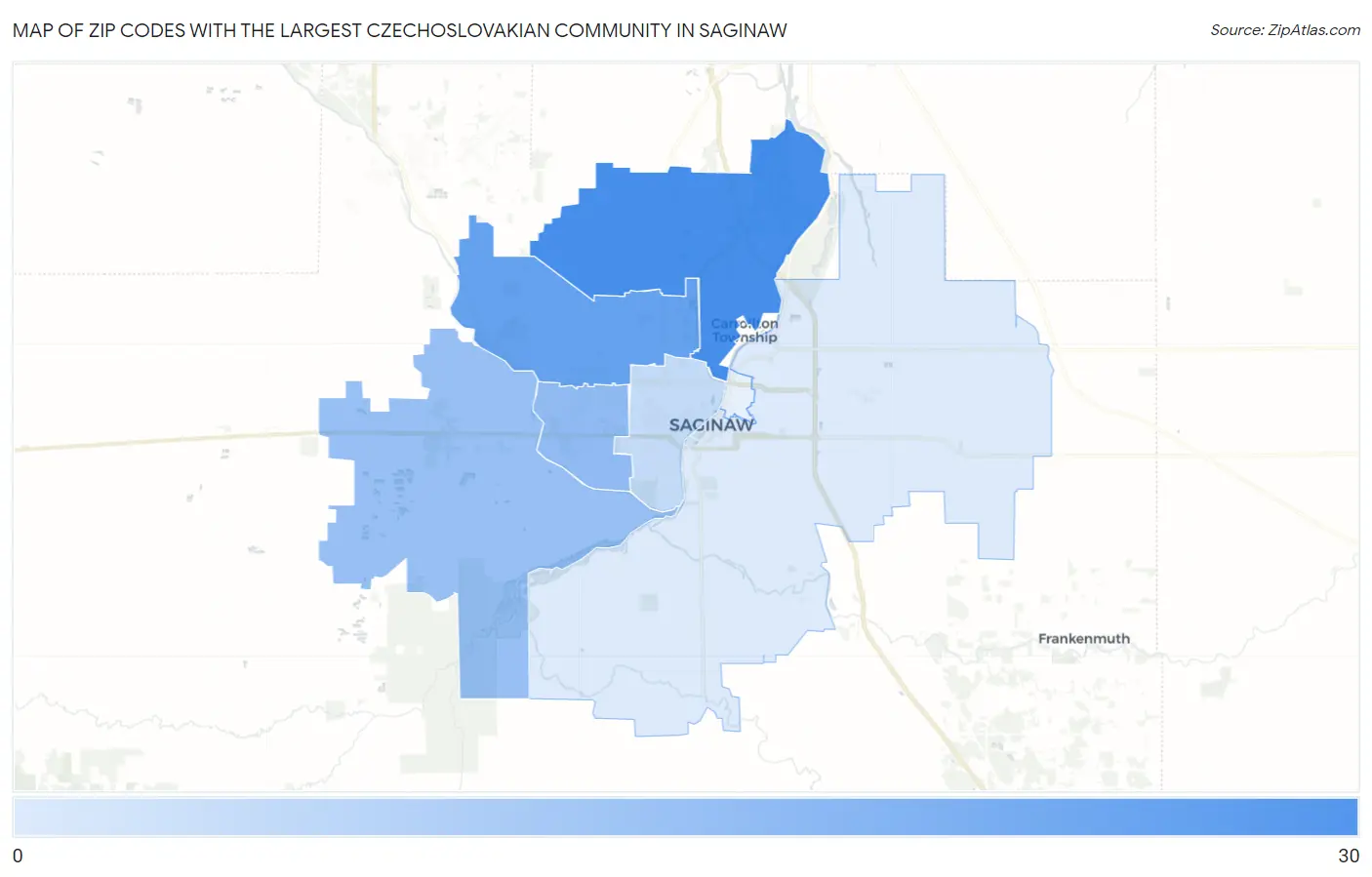Zip Codes with the Largest Czechoslovakian Community in Saginaw Map