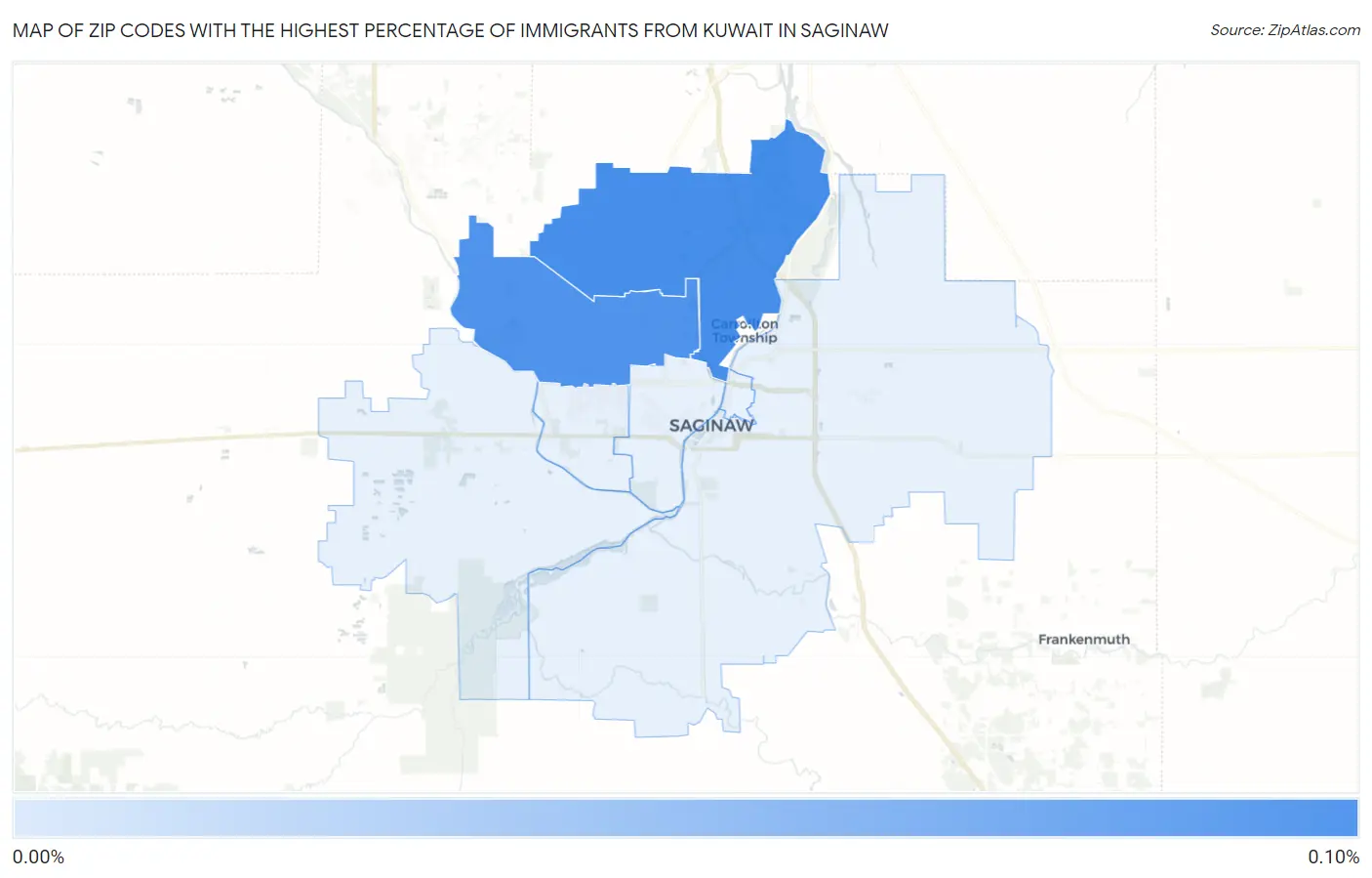 Zip Codes with the Highest Percentage of Immigrants from Kuwait in Saginaw Map