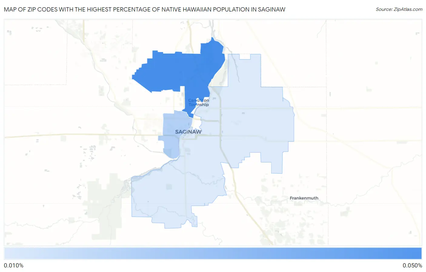 Zip Codes with the Highest Percentage of Native Hawaiian Population in Saginaw Map
