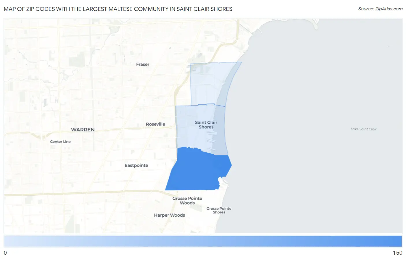 Zip Codes with the Largest Maltese Community in Saint Clair Shores Map