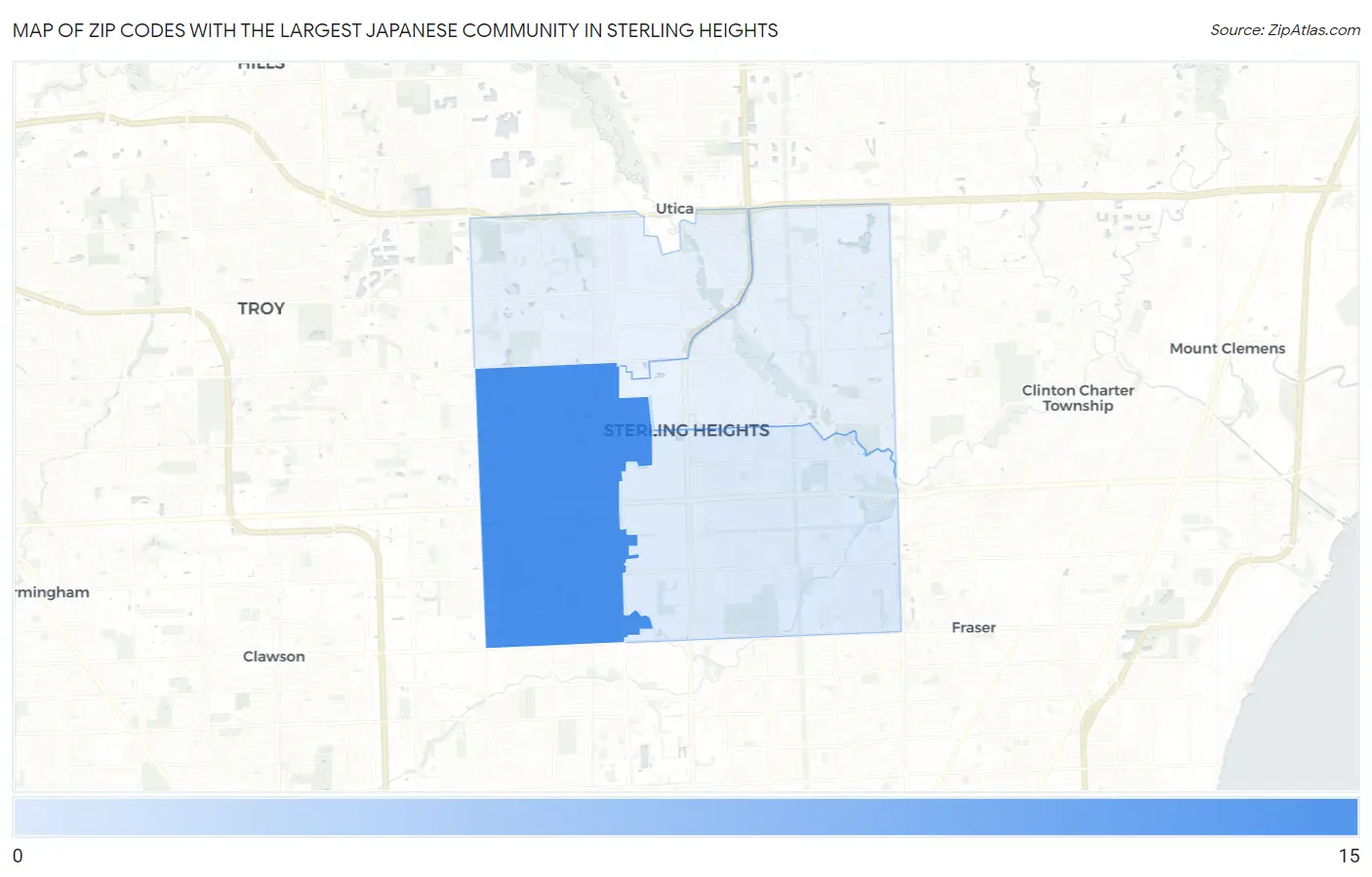 Zip Codes with the Largest Japanese Community in Sterling Heights Map