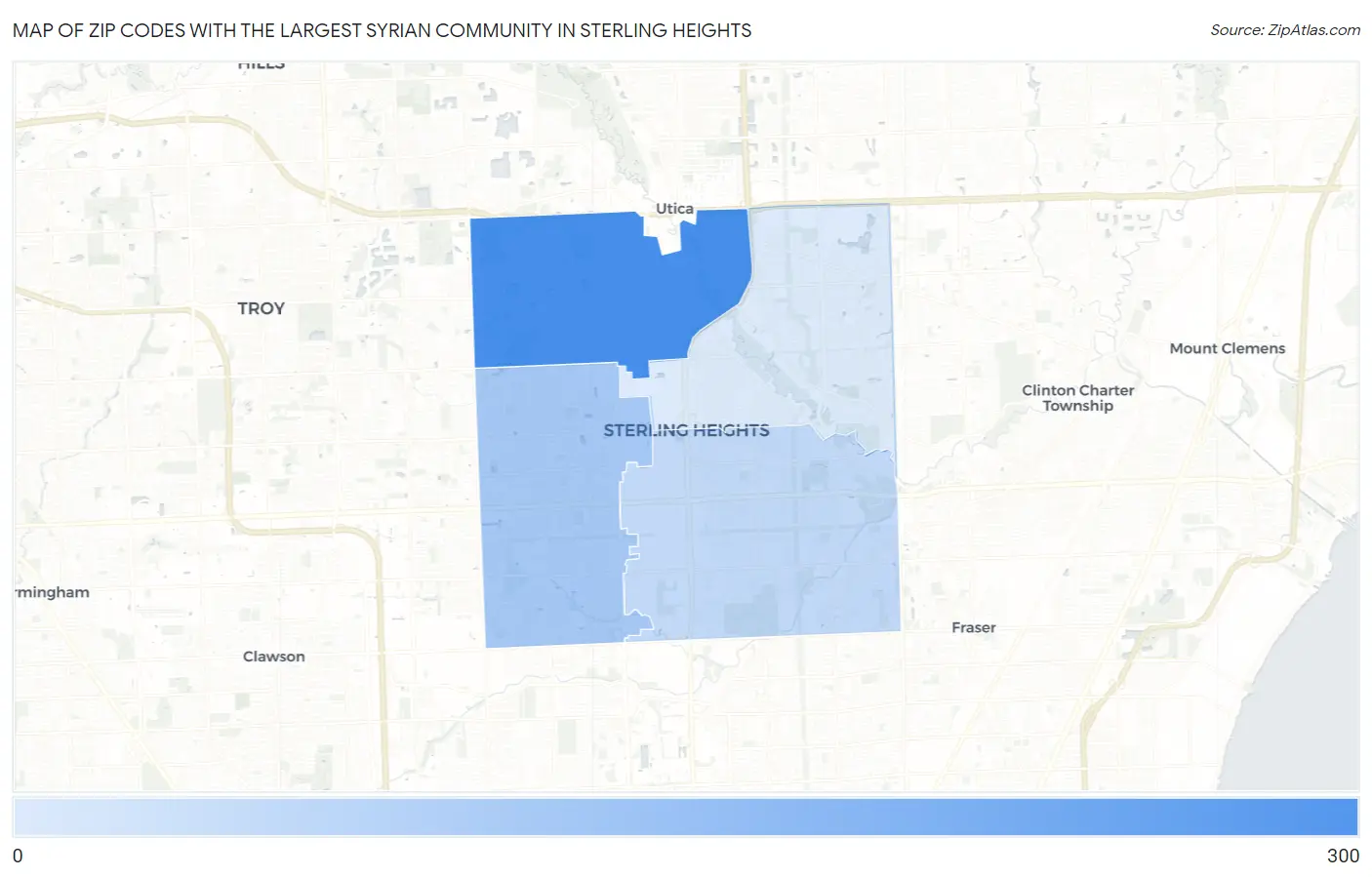 Zip Codes with the Largest Syrian Community in Sterling Heights Map