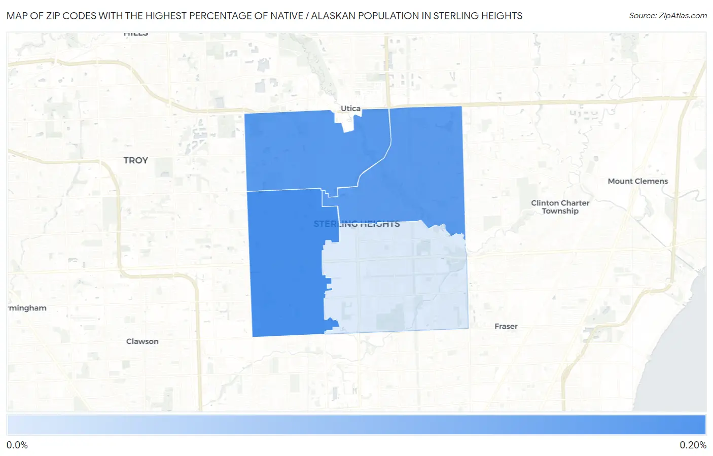 Zip Codes with the Highest Percentage of Native / Alaskan Population in Sterling Heights Map