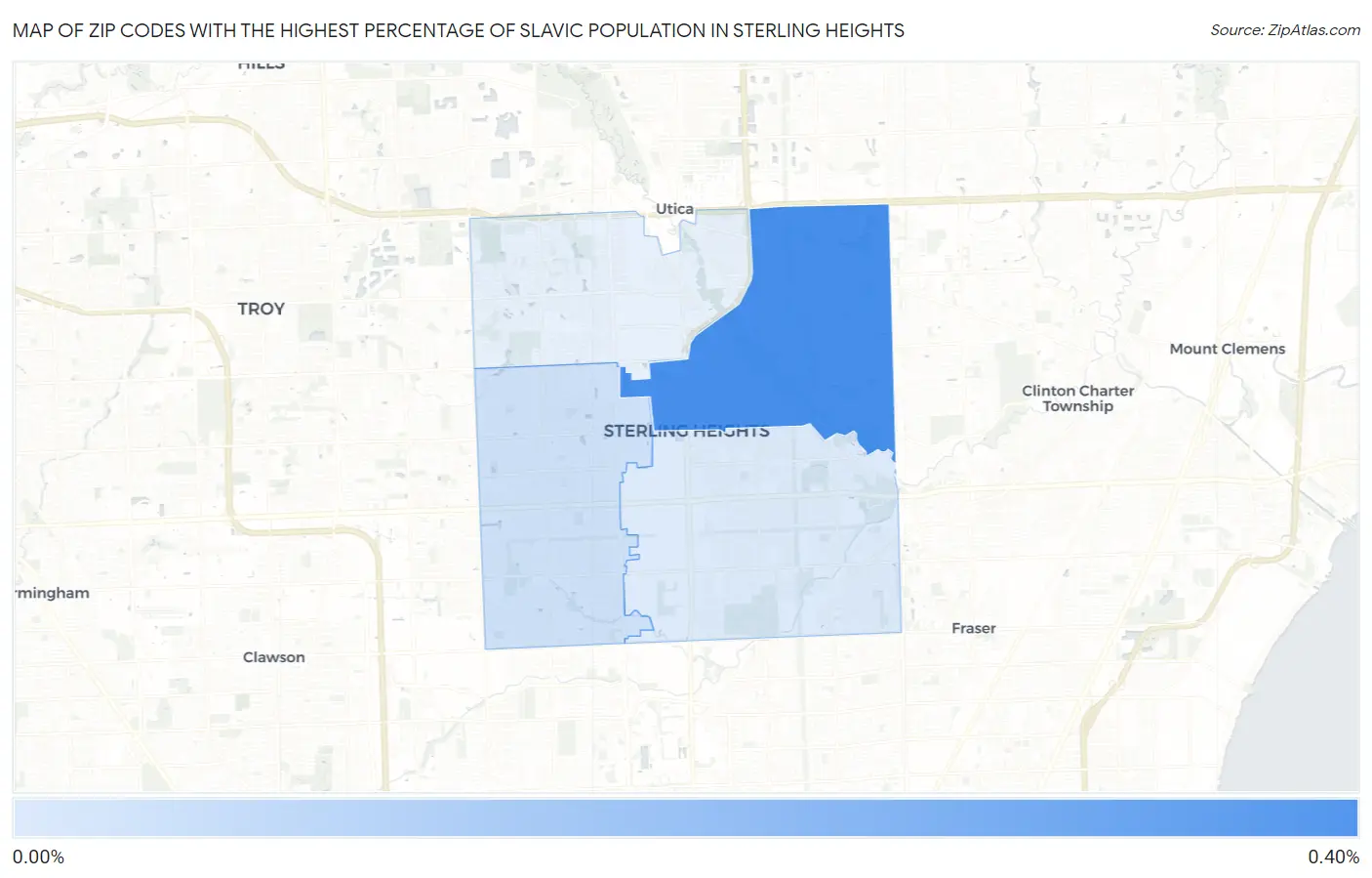 Zip Codes with the Highest Percentage of Slavic Population in Sterling Heights Map