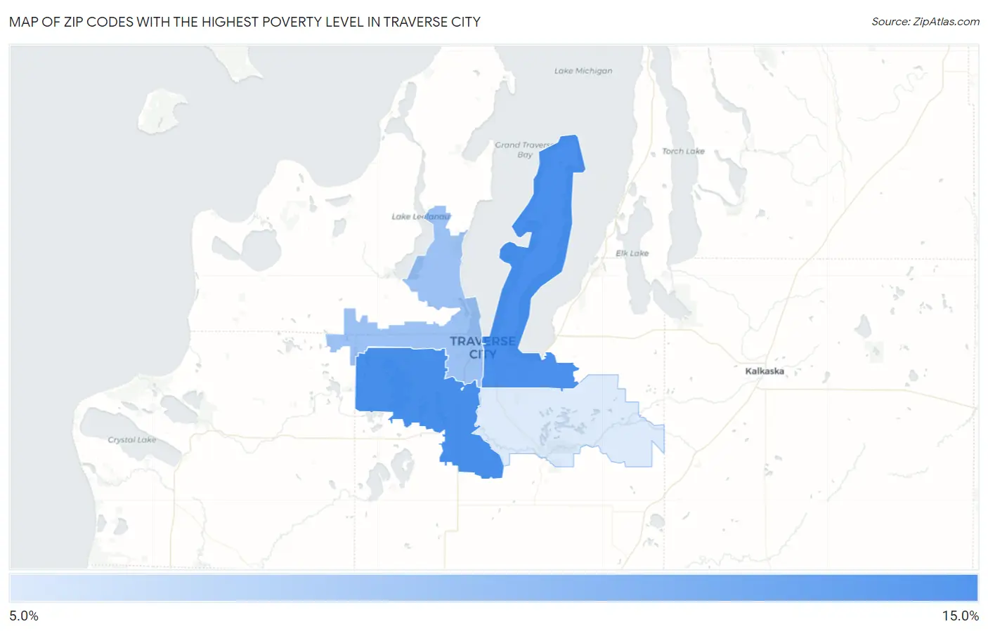 Zip Codes with the Highest Poverty Level in Traverse City Map