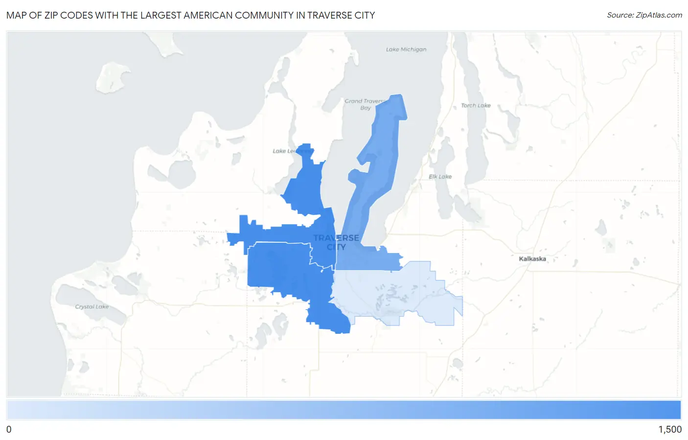 Zip Codes with the Largest American Community in Traverse City Map