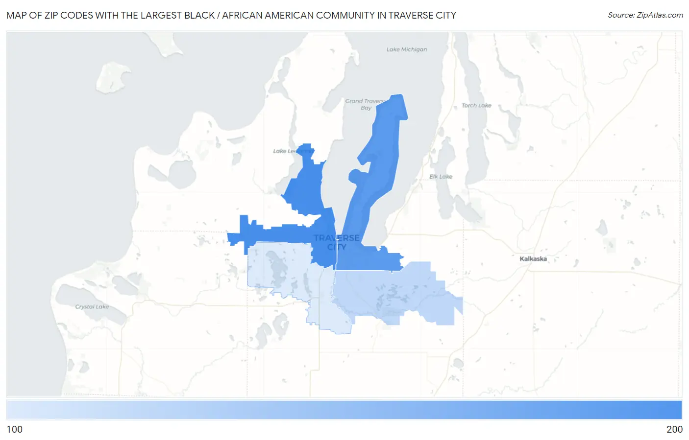 Zip Codes with the Largest Black / African American Community in Traverse City Map