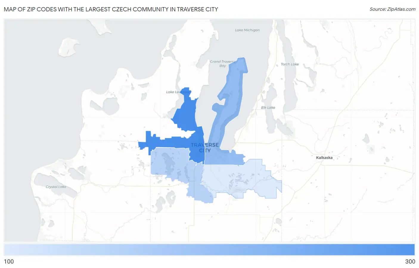 Zip Codes with the Largest Czech Community in Traverse City Map