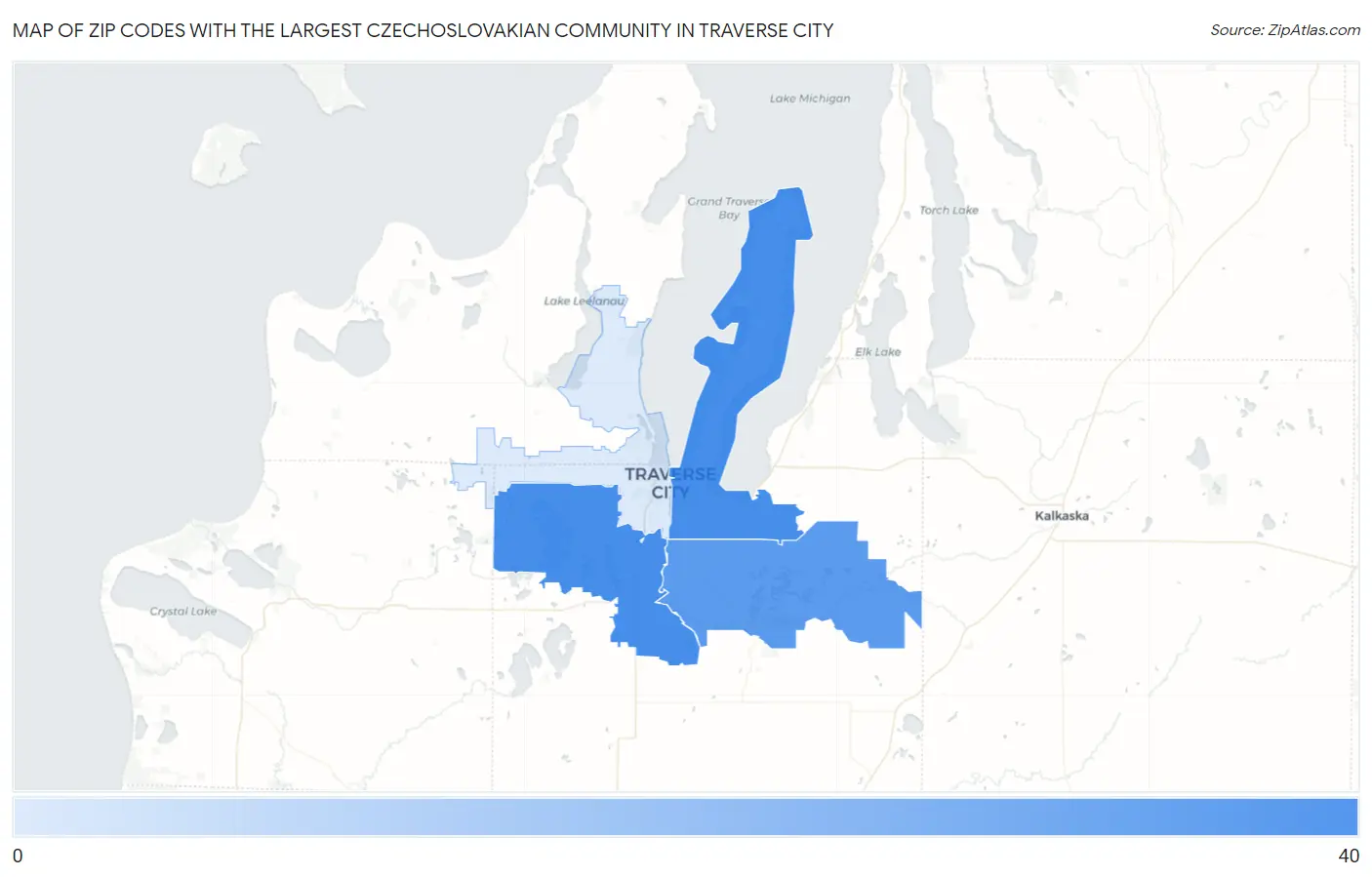 Zip Codes with the Largest Czechoslovakian Community in Traverse City Map