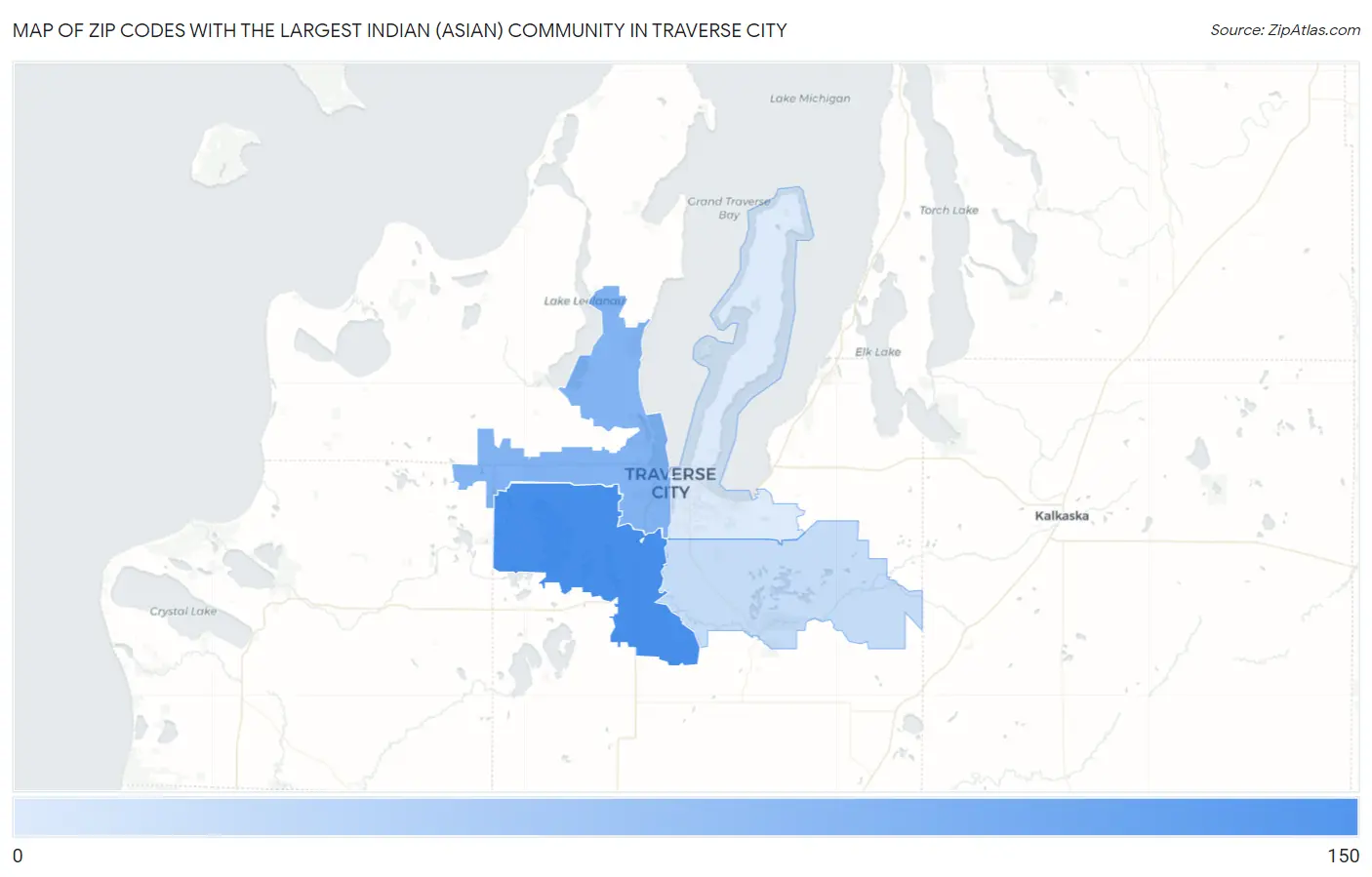Zip Codes with the Largest Indian (Asian) Community in Traverse City Map