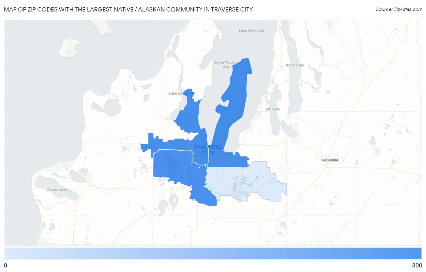 Zip Codes with the Largest Native / Alaskan Community in Traverse City Map