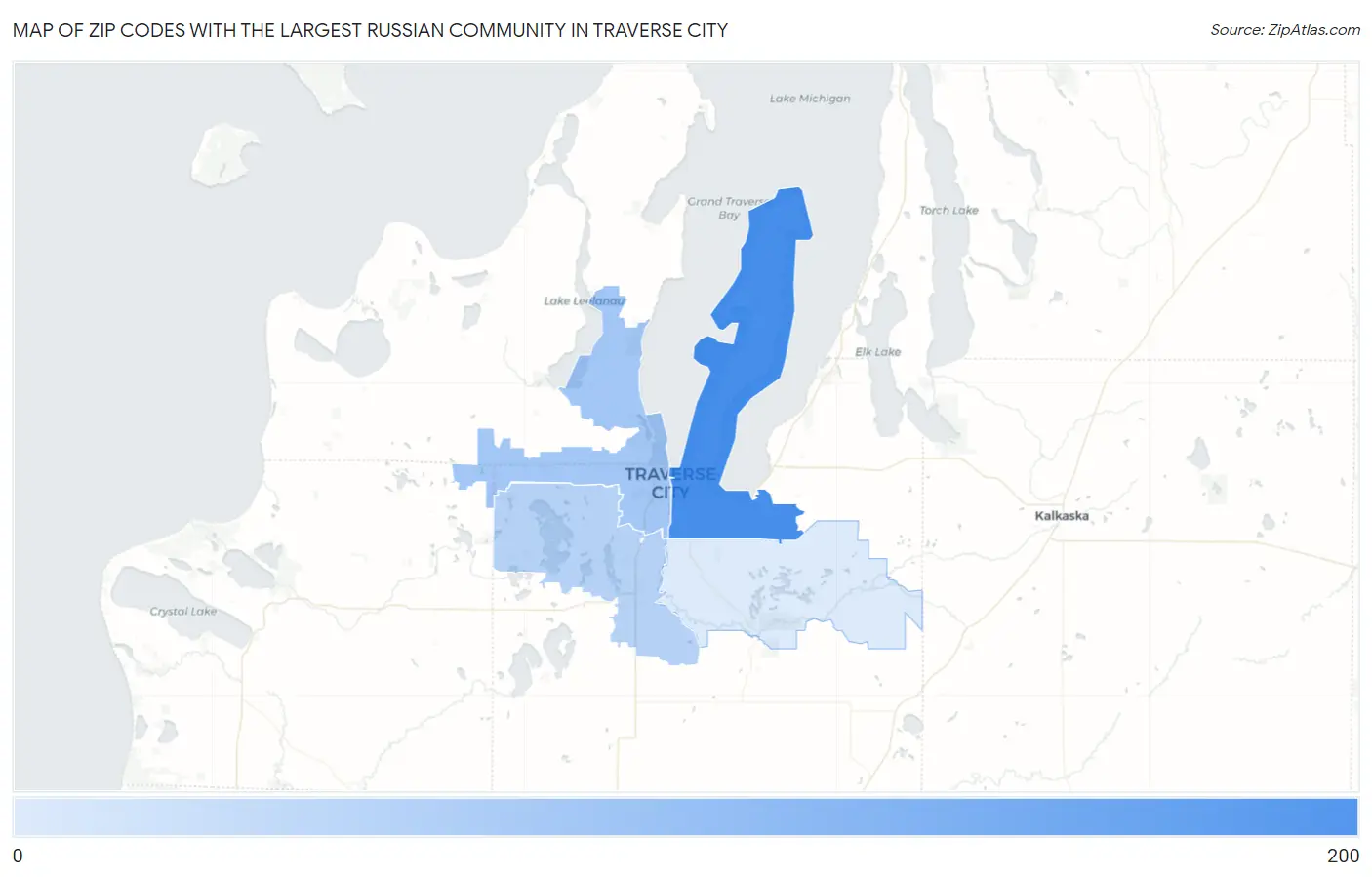 Zip Codes with the Largest Russian Community in Traverse City Map