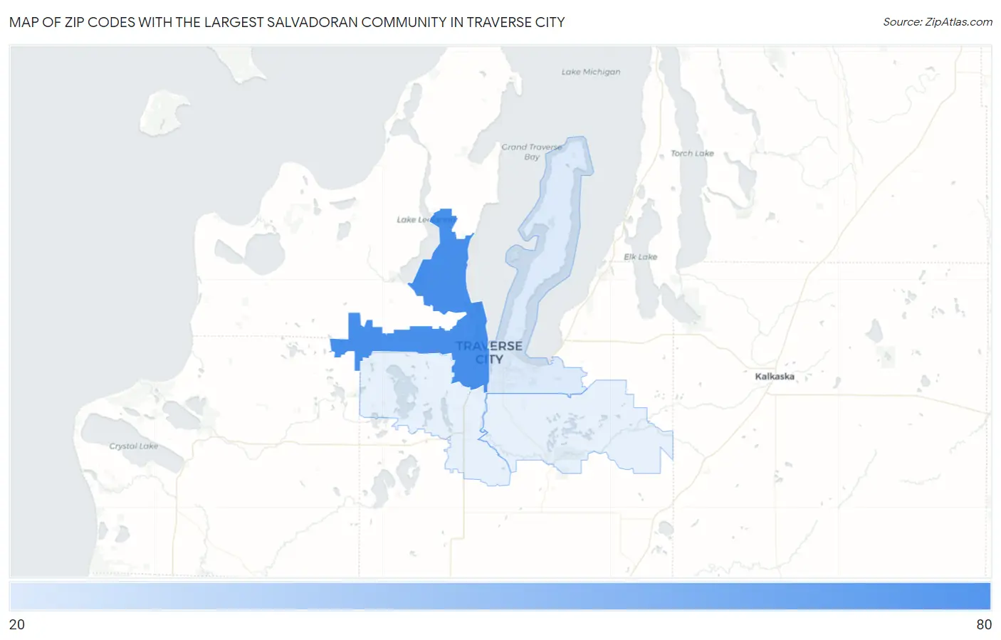 Zip Codes with the Largest Salvadoran Community in Traverse City Map