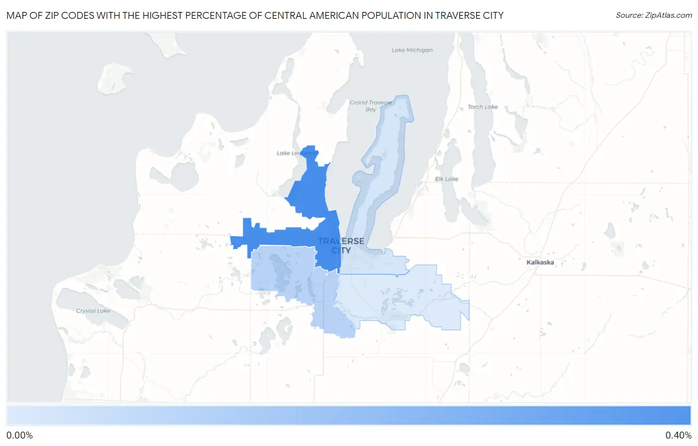 Zip Codes with the Highest Percentage of Central American Population in Traverse City Map
