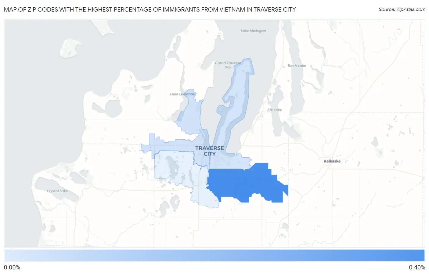 Zip Codes with the Highest Percentage of Immigrants from Vietnam in Traverse City Map