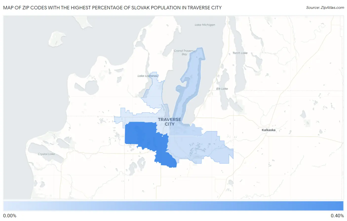 Zip Codes with the Highest Percentage of Slovak Population in Traverse City Map