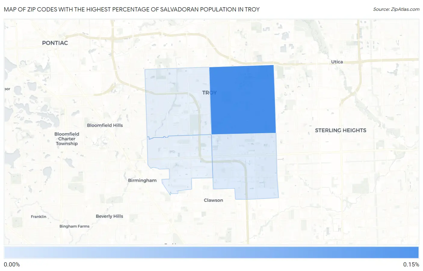 Zip Codes with the Highest Percentage of Salvadoran Population in Troy Map