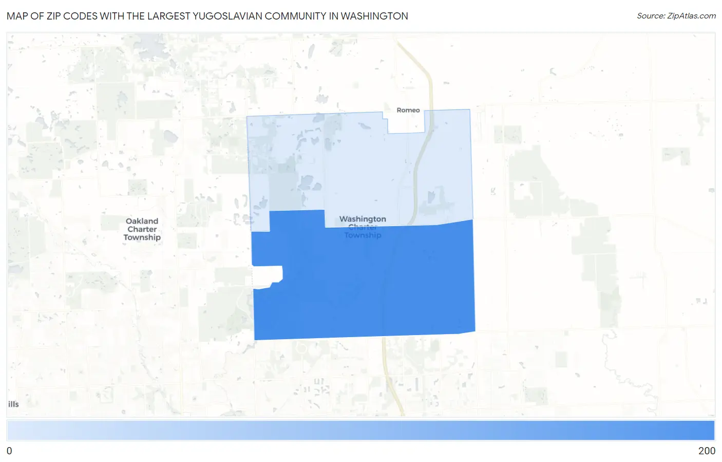 Zip Codes with the Largest Yugoslavian Community in Washington Map