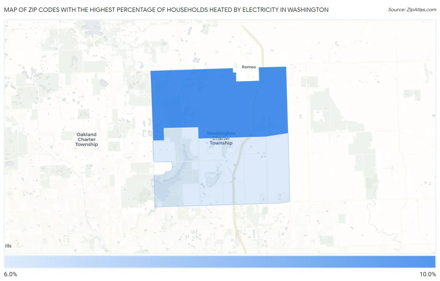 Zip Codes with the Highest Percentage of Households Heated by Electricity in Washington Map
