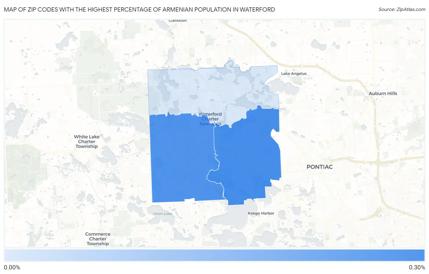 Zip Codes with the Highest Percentage of Armenian Population in Waterford Map