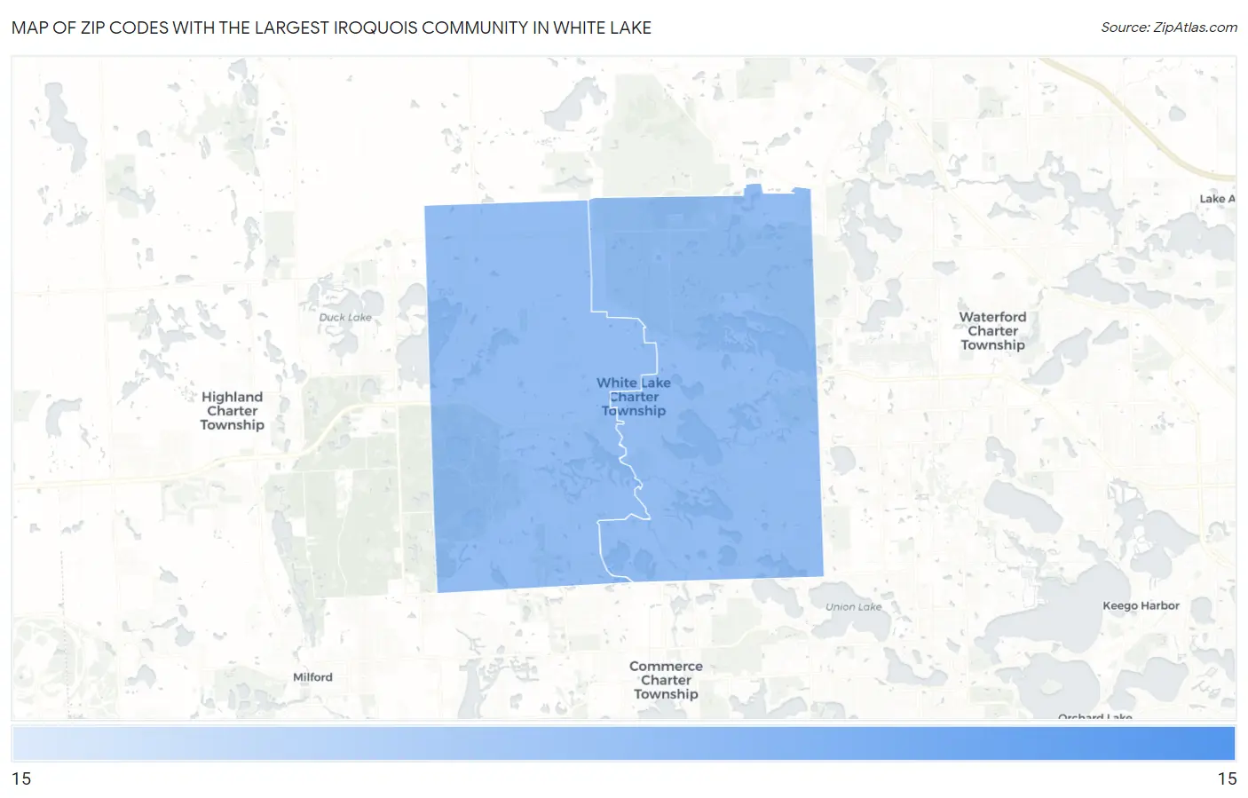 Zip Codes with the Largest Iroquois Community in White Lake Map