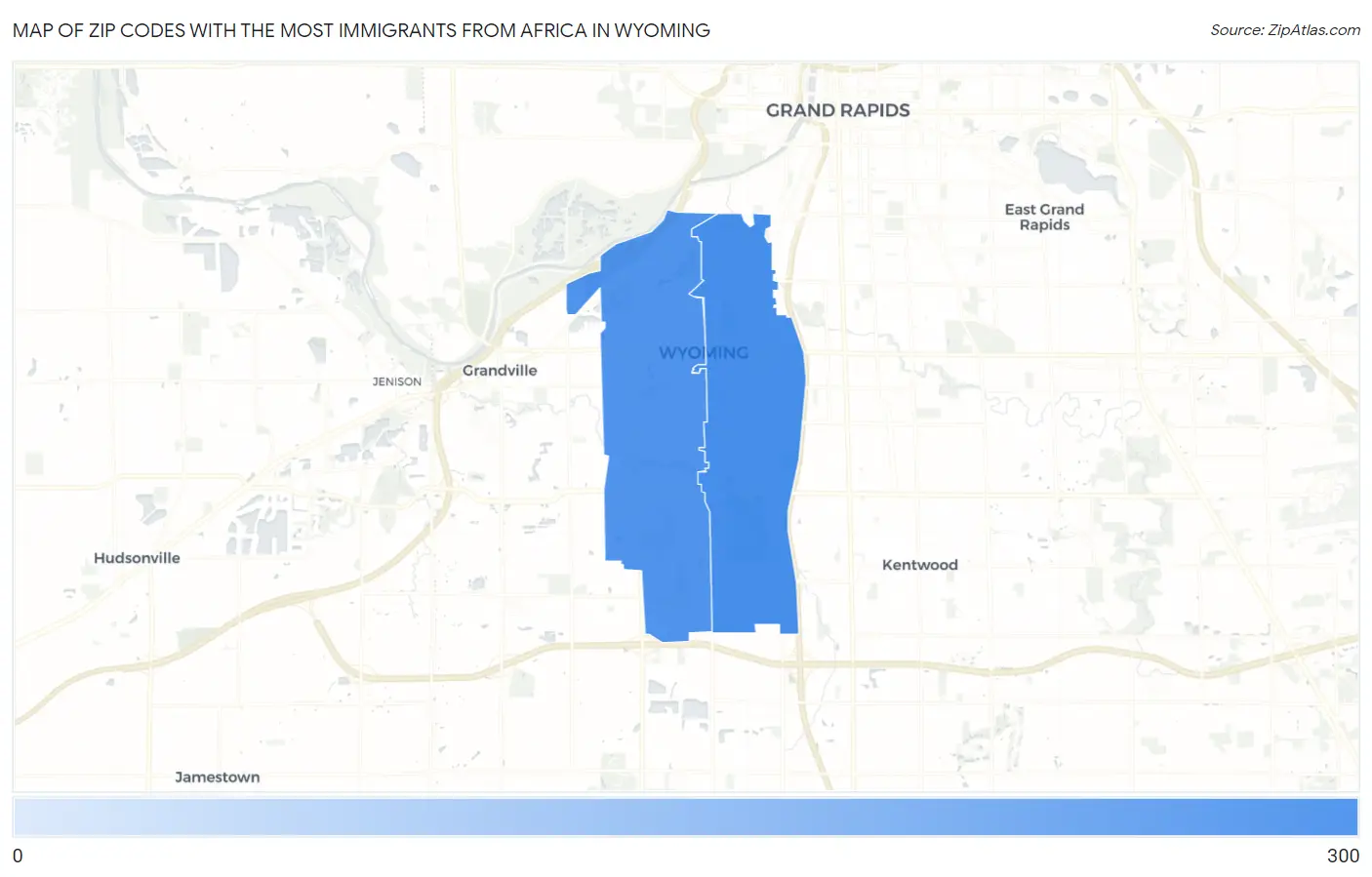 Zip Codes with the Most Immigrants from Africa in Wyoming Map