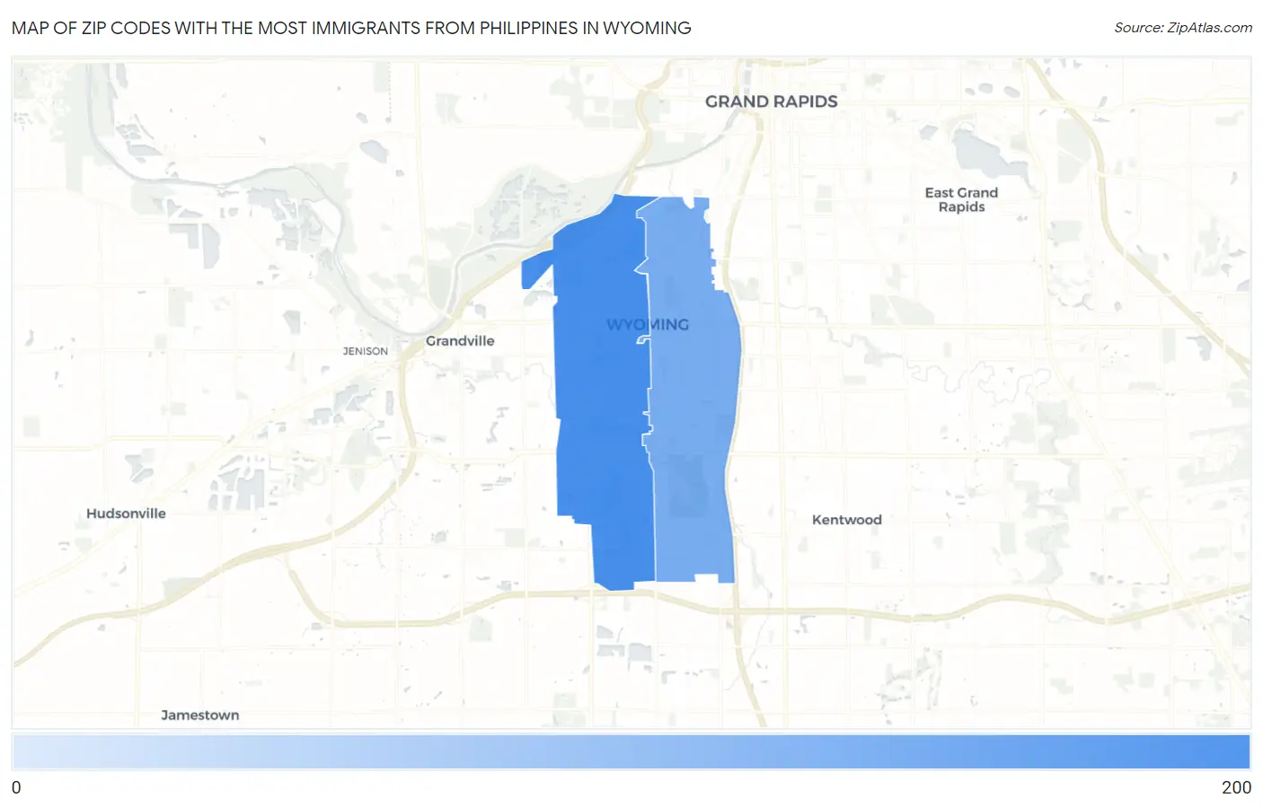 Zip Codes with the Most Immigrants from Philippines in Wyoming Map