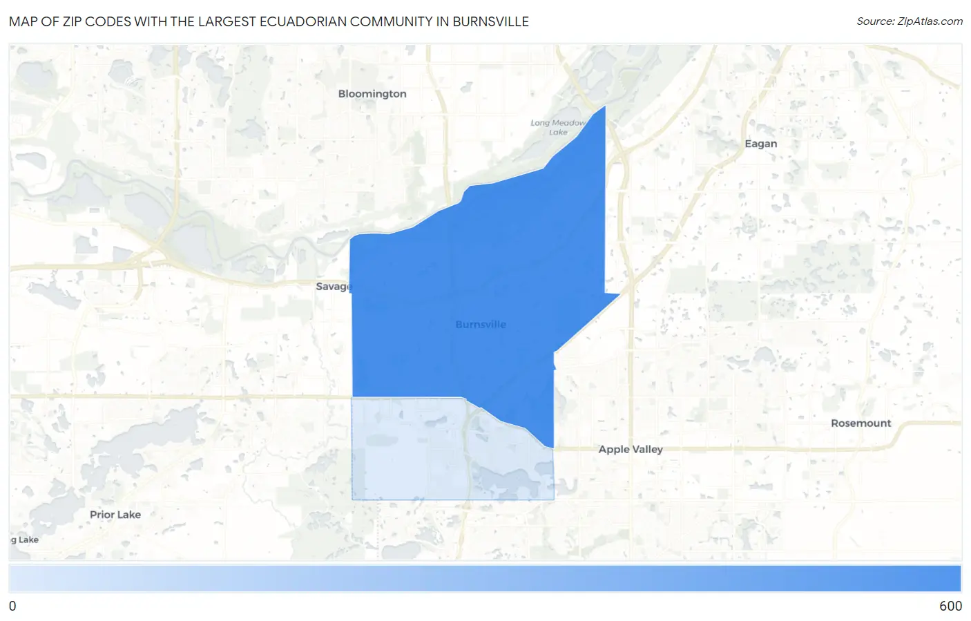 Zip Codes with the Largest Ecuadorian Community in Burnsville Map
