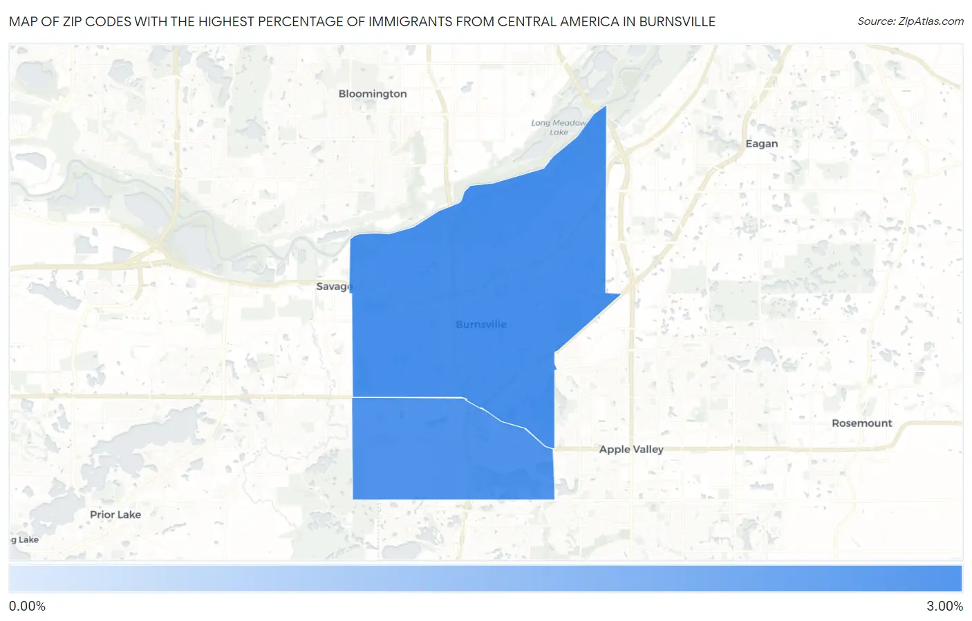 Zip Codes with the Highest Percentage of Immigrants from Central America in Burnsville Map