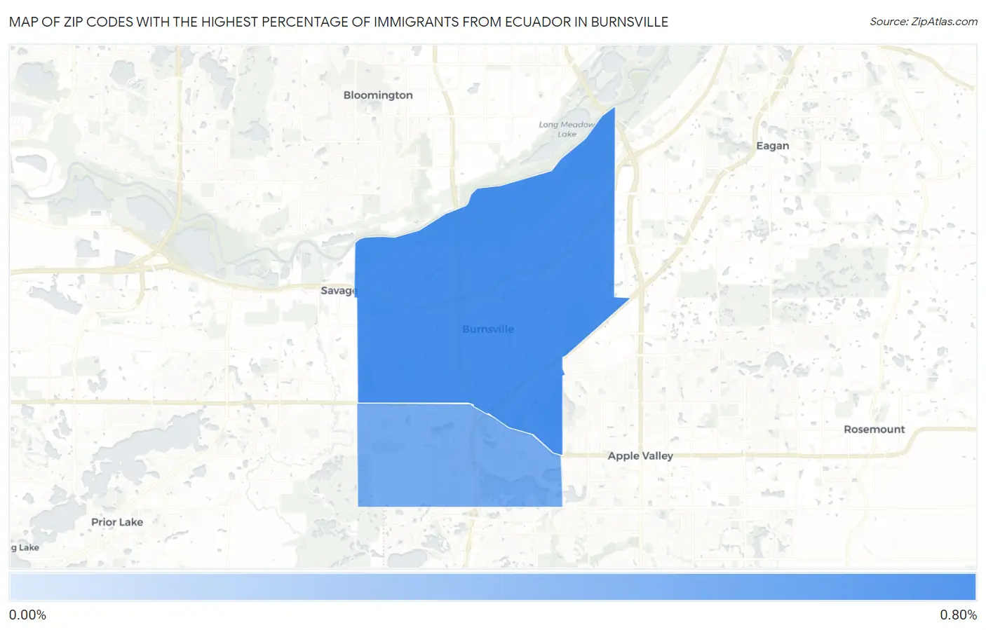 Zip Codes with the Highest Percentage of Immigrants from Ecuador in Burnsville Map