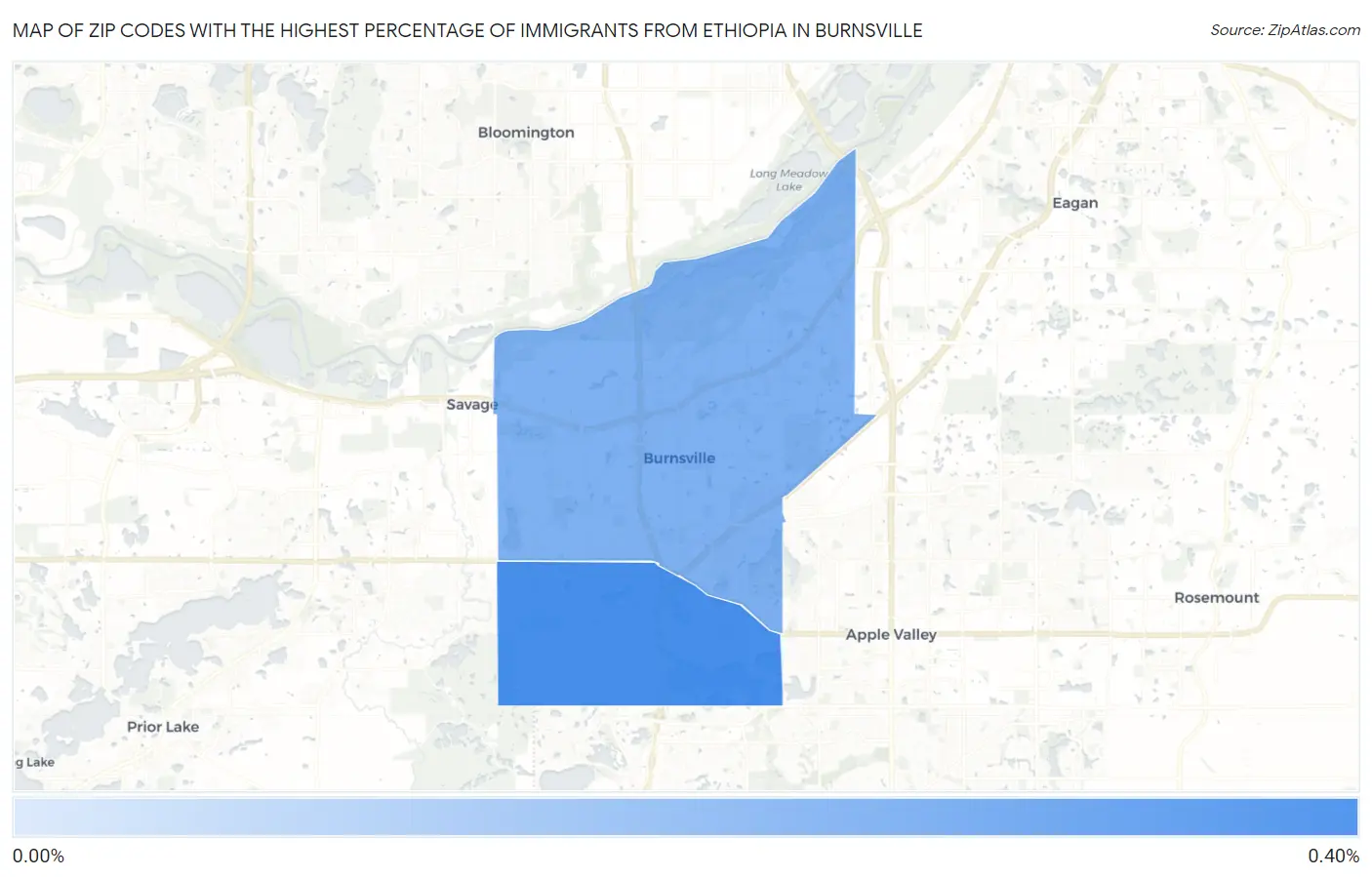 Zip Codes with the Highest Percentage of Immigrants from Ethiopia in Burnsville Map
