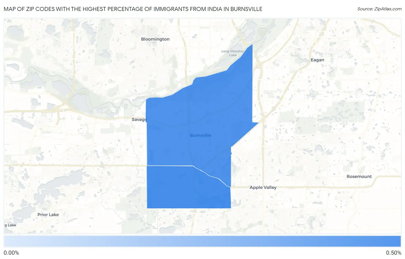 Zip Codes with the Highest Percentage of Immigrants from India in Burnsville Map