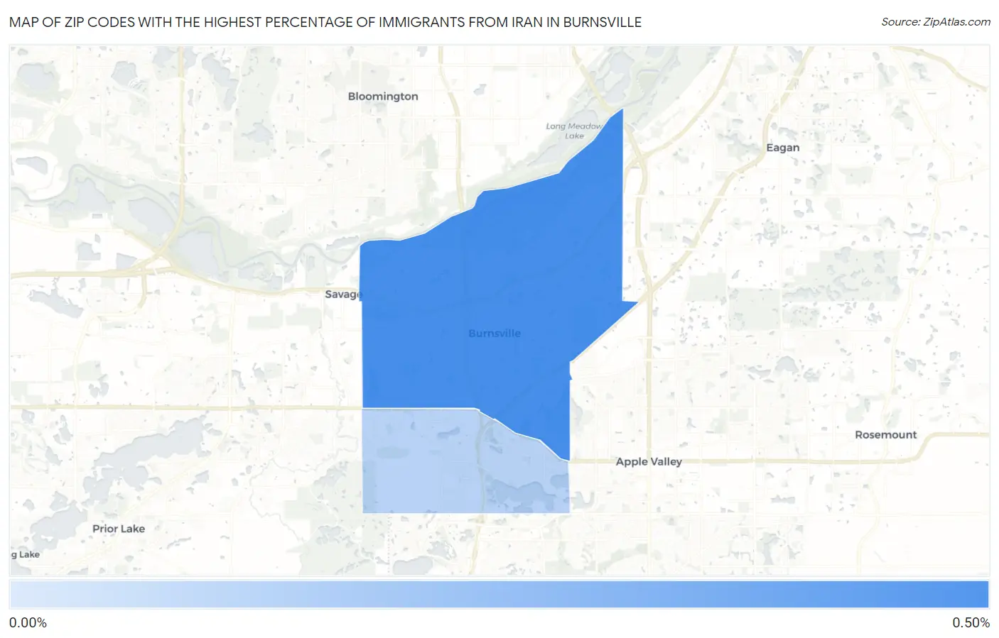 Zip Codes with the Highest Percentage of Immigrants from Iran in Burnsville Map