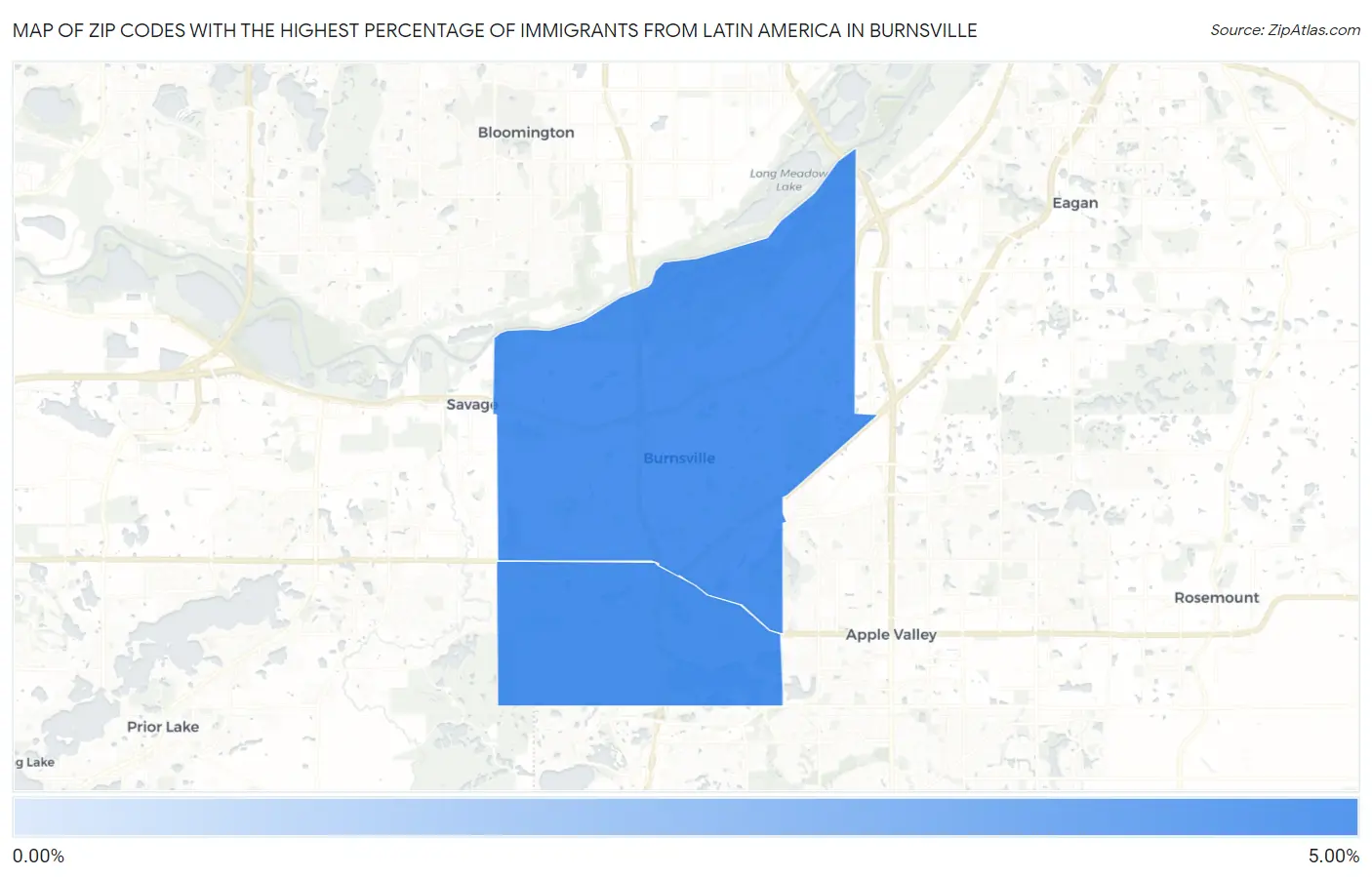 Zip Codes with the Highest Percentage of Immigrants from Latin America in Burnsville Map