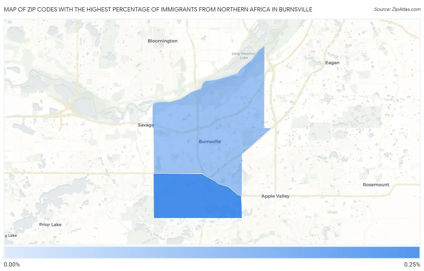 Zip Codes with the Highest Percentage of Immigrants from Northern Africa in Burnsville Map