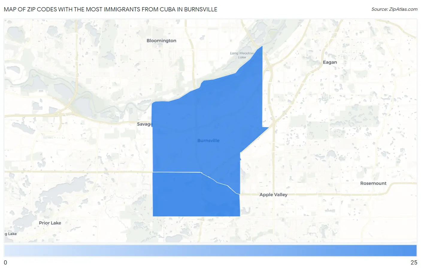Zip Codes with the Most Immigrants from Cuba in Burnsville Map