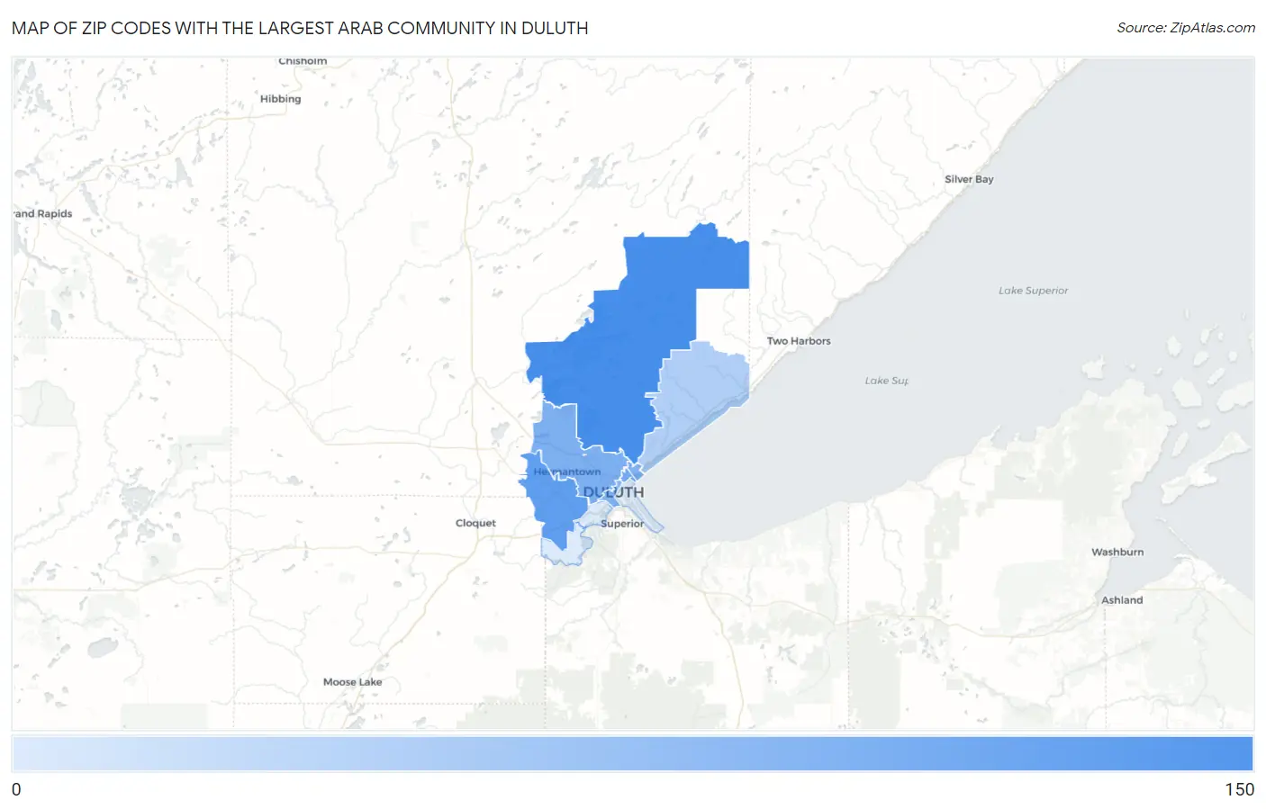 Zip Codes with the Largest Arab Community in Duluth Map