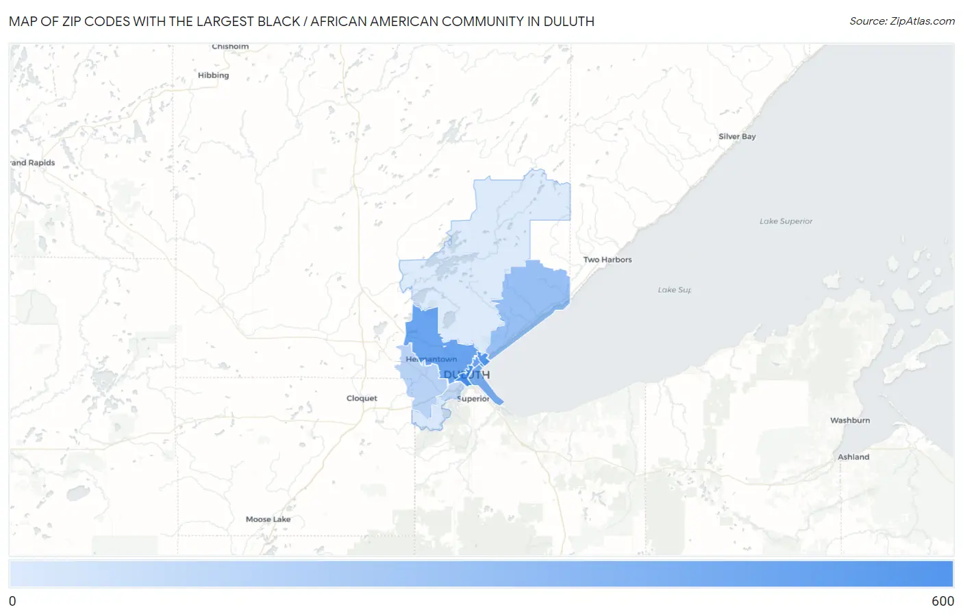 Zip Codes with the Largest Black / African American Community in Duluth Map