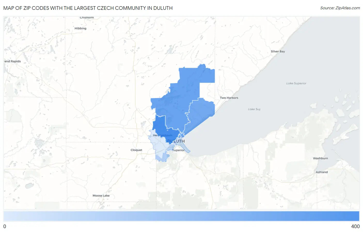 Zip Codes with the Largest Czech Community in Duluth Map