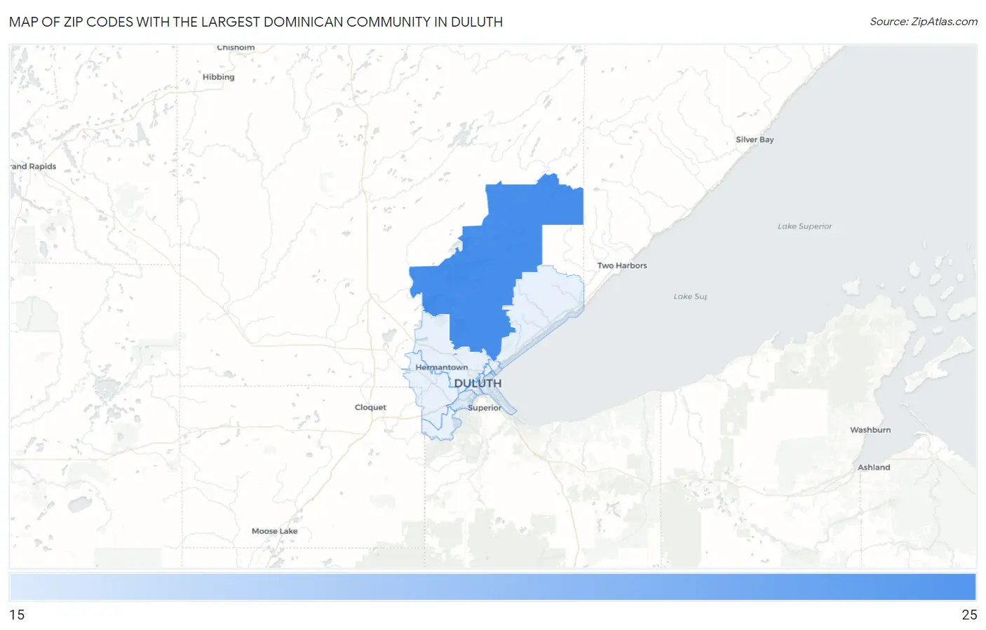 Zip Codes with the Largest Dominican Community in Duluth Map