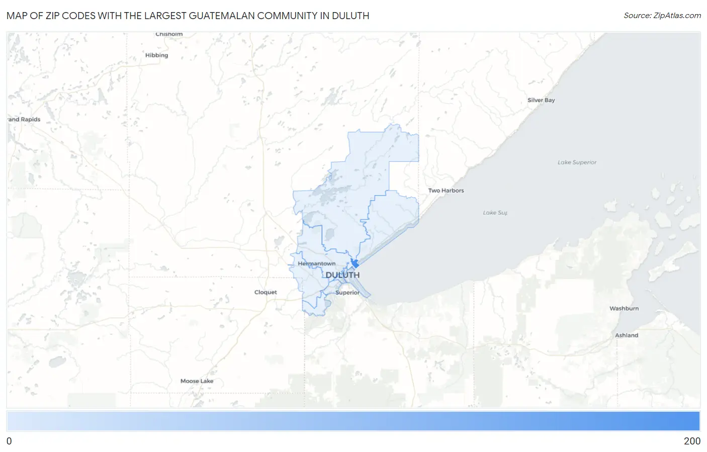 Zip Codes with the Largest Guatemalan Community in Duluth Map