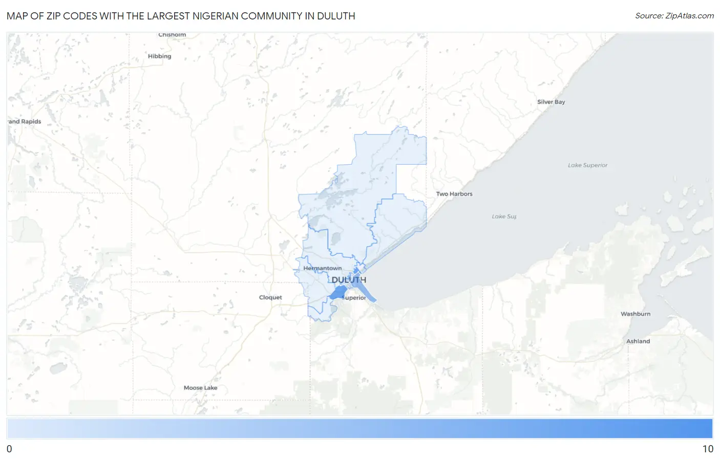Zip Codes with the Largest Nigerian Community in Duluth Map