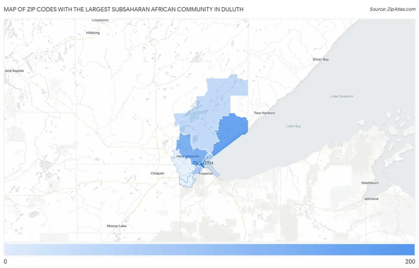 Zip Codes with the Largest Subsaharan African Community in Duluth Map