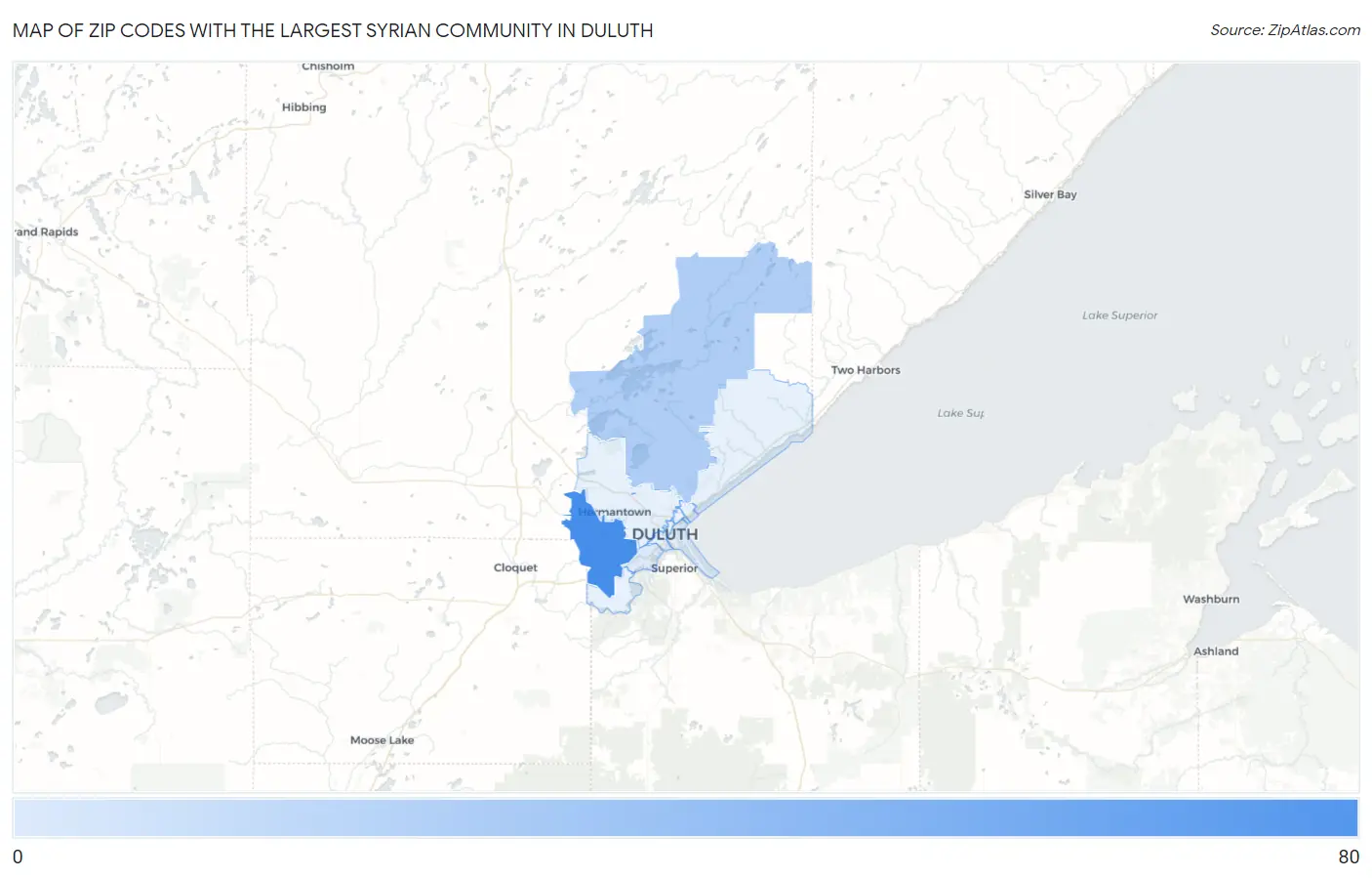 Zip Codes with the Largest Syrian Community in Duluth Map