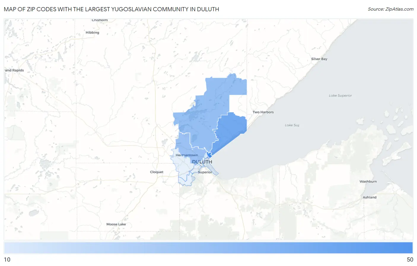 Zip Codes with the Largest Yugoslavian Community in Duluth Map