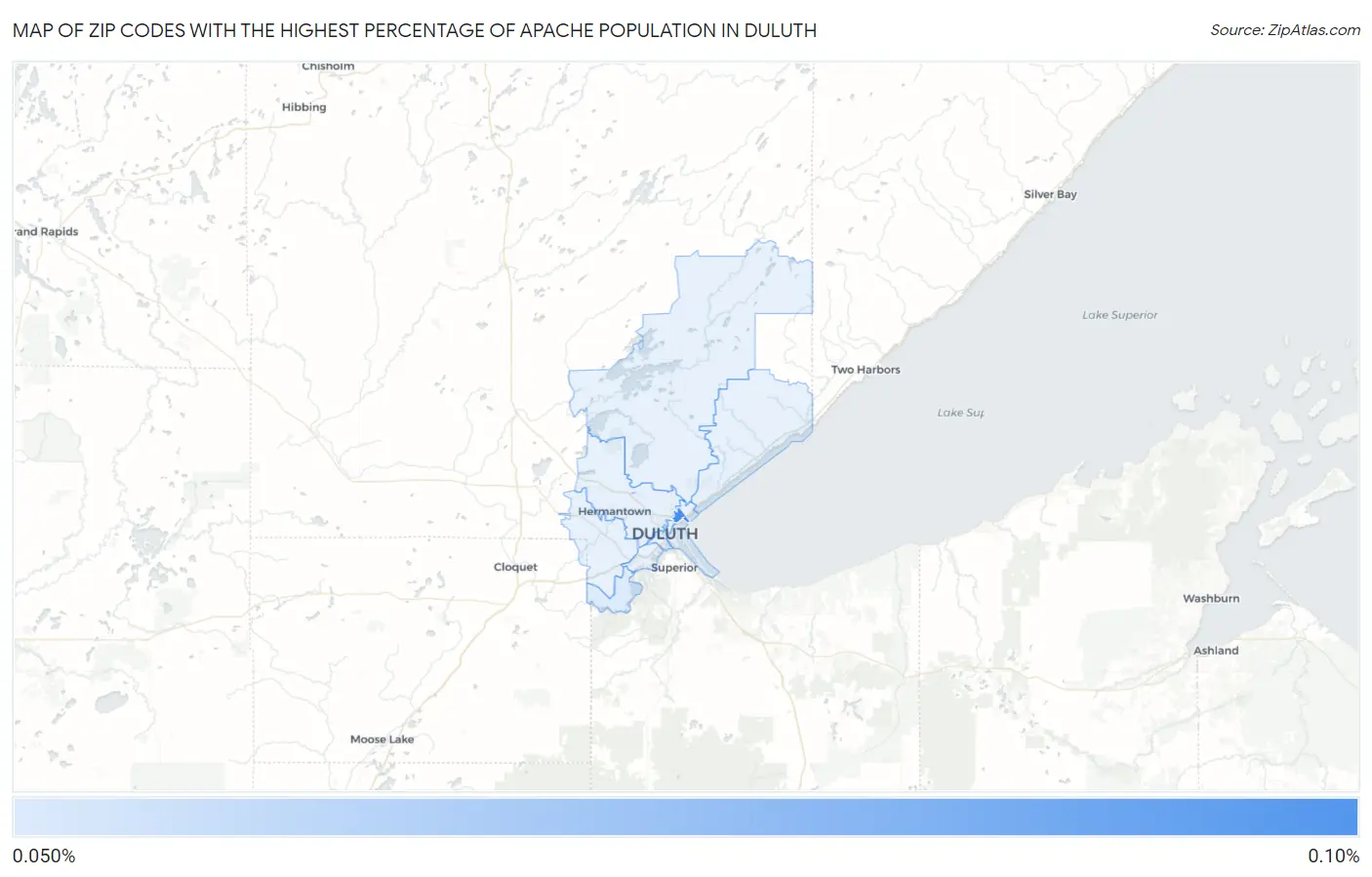 Zip Codes with the Highest Percentage of Apache Population in Duluth Map