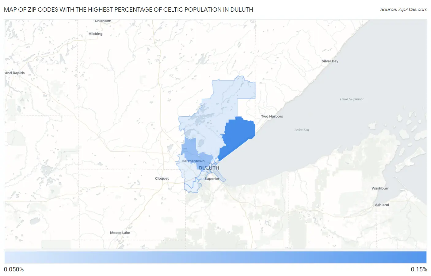 Zip Codes with the Highest Percentage of Celtic Population in Duluth Map