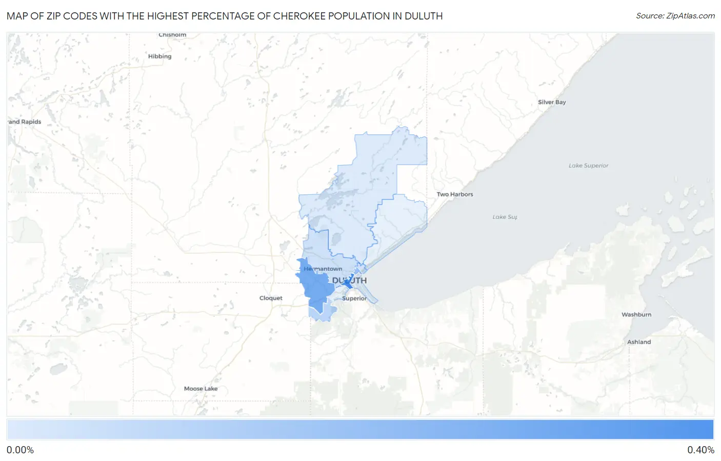 Zip Codes with the Highest Percentage of Cherokee Population in Duluth Map