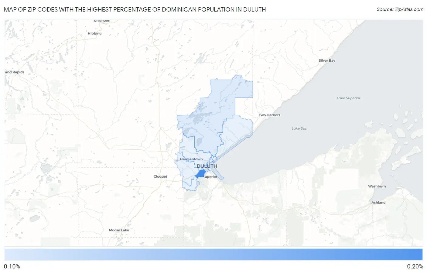 Zip Codes with the Highest Percentage of Dominican Population in Duluth Map